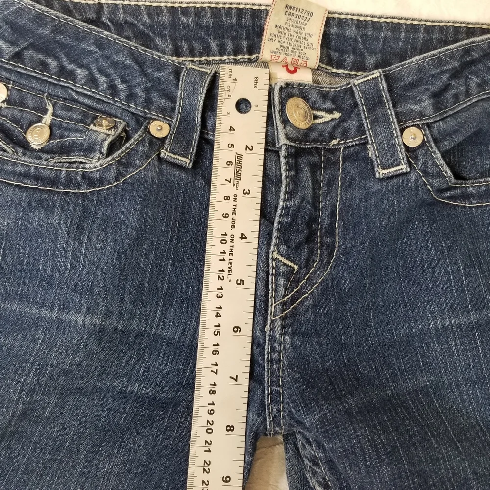 TRUE RELIGION Becky Sz 29 jeans crystal bling Jeans made in USA  flap Pocket Y2k - Picture 13 of 16